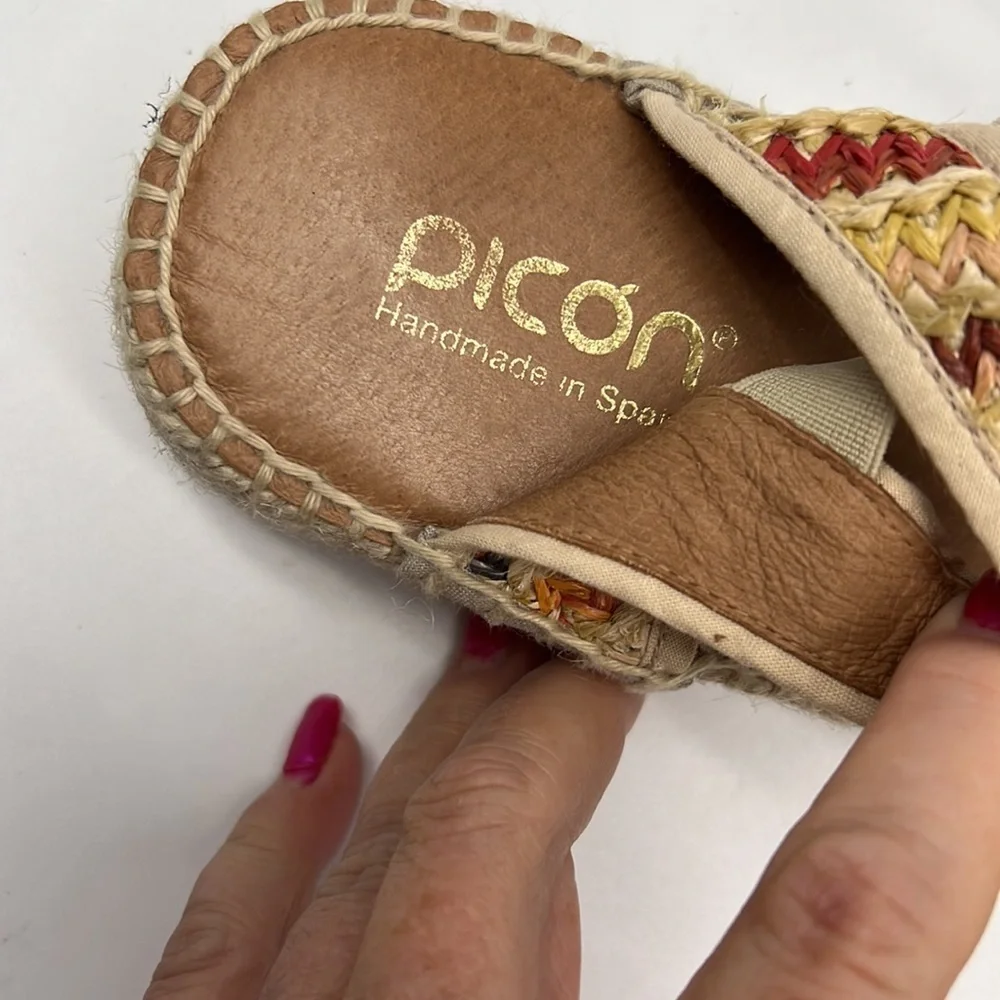 PICON  Colorful  Woven Espadrille Raffia Shoes Size 9.5